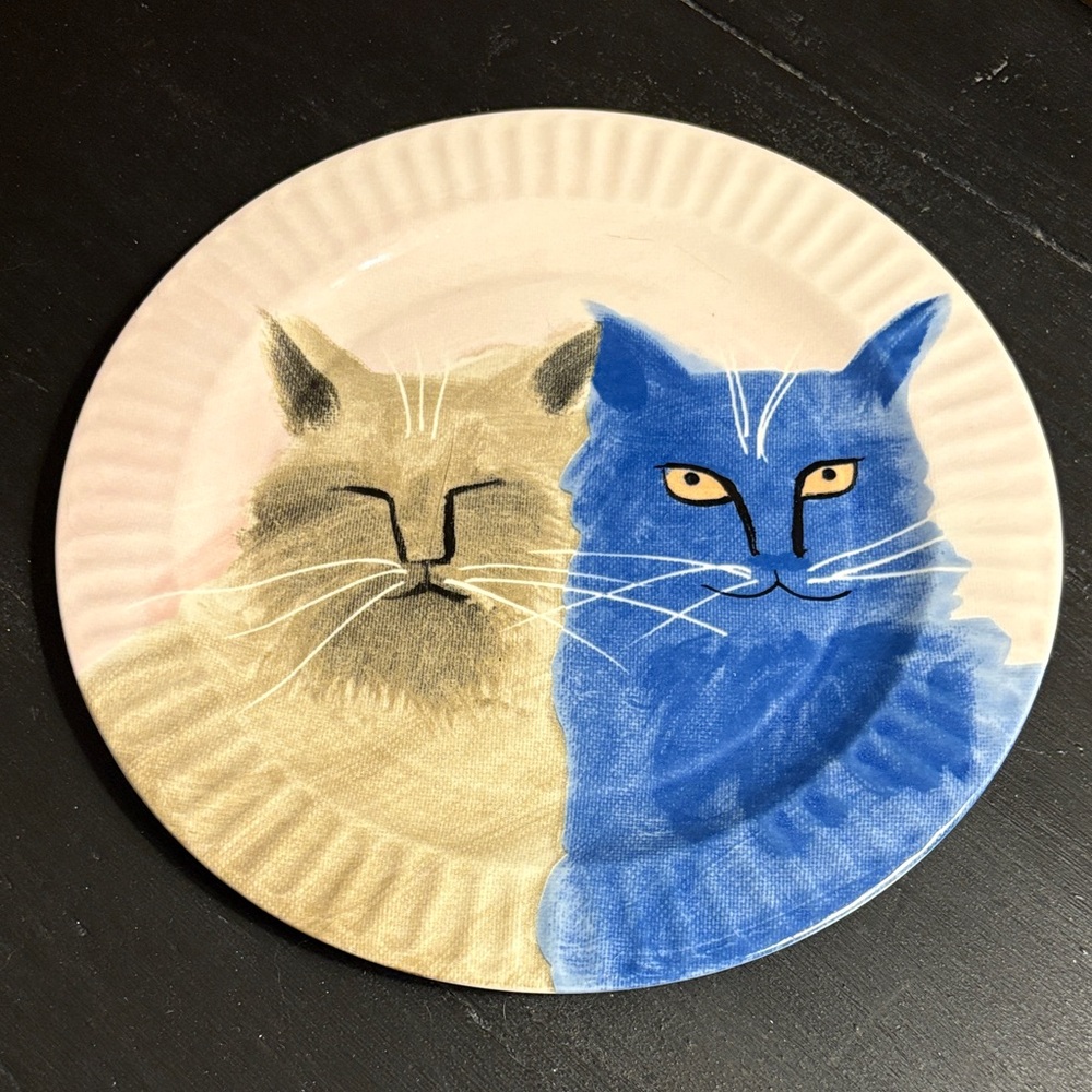 Anthropologie Holly Frean Artistic Cat Design Ceramic Plate!